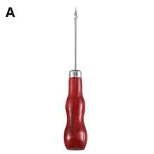 1 件红色木柄缝纫锥子手工缝纫机皮革工艺尖头鞋修打孔器定位钻缝纫针钩工具