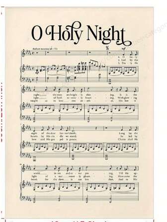 Vintage Christmas Carol O Holy Night Canvas Poster - Art Deco, Modern, Frameless Wall Art For Living Room, Bedroom, Home Decor - Indoor Ink Art Print, Portrait Orientation, Music Theme, Alphabet Print Pattern, Ideal For Home Office, Kitchen, Bathroom - Spring & Winter Season