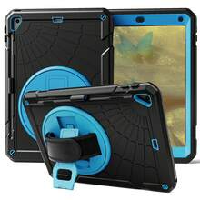 1pc Stock Case Compatible With IPad 11(A16 2025) IPad (A16) 11 Inch 11th Generation 2025 Galaxy Tab A8 10.5 Inch 2022 Galaxy Tab A9 8.7 Inch Galaxy Tab A9+/A9 Plus 11 Inch IPad Air4/Air5 10.9 2020/2022 Shockproof Case With Pencil Holder [360° Rotating Hand Strap] &Stand, Case Compatible With IPad Mini 6 Mini 7 8.3 Inch IPad Air2/Pro/4/5/6 9.7 Inch IPad 7th/8th/9th Gen 10.2 IPad10th/11th 10.9/11inch 2022/2024/2025 Case(Black+Sky Blue,Black)