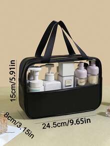 1pc Transparent PVC Makeup Bag, Multifunctional Letter Travel Pouch, Waterproof Letter Bag With Minimalist Letter Stickers, Large Capacity Toiletry Bag, Travel Organizer, Cosmetic Bag, Beach Bag, Travel Essentials, Student Supplies, Dorm Necessities, Bathroom Storage, Home Decor, Gift For Girlfriend, Teacher, Mom, Girlfriend, Halloween Gift, Christmas Gift, Autumn/Winter Essential, Autumn Decor, Bedroom Decor