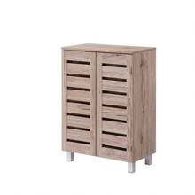 2 Door Shoe Storage Cabinet Oak Wooden Rack Stand Cupboard 4 Tier Euston - Brown - View 8