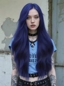 clouder Blue Extra Long Curly Wig 30 Inch Cosplay Wig Halloween Christmas Wig Elegant Soft Matte Hair Loose Curls Casual Going Out Street Punk Wig Rock Wig Fluffy Natural Cool Girl Synthetic Heat Resistant Fiber Wig Suitable For Women Daily Party Wig Music Festival Wig Avant-Garde College Style Wig Modern Fashion Gothic Wig - 藍色 - 查看 2