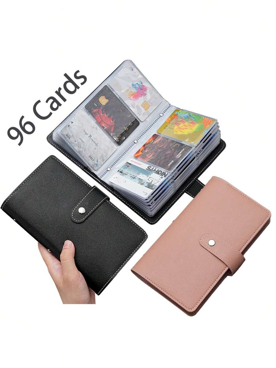 Porte-carte personnalisé, organisateur de cartes de visite professionnel, organisateur de journal de bureau. Peut contenir 96 cartes. Étui noir ou rose avec fermeture à pression. Organiseur de carte d'identité, porte-carte de visite en PU. Nouveau porte-licence, porte-carte, porte-monnaie, porte-carte de crédit, porte-carte de femme, porte-photographie, portefeuille mini pour homme et femme - Multicolore - Voir 1
