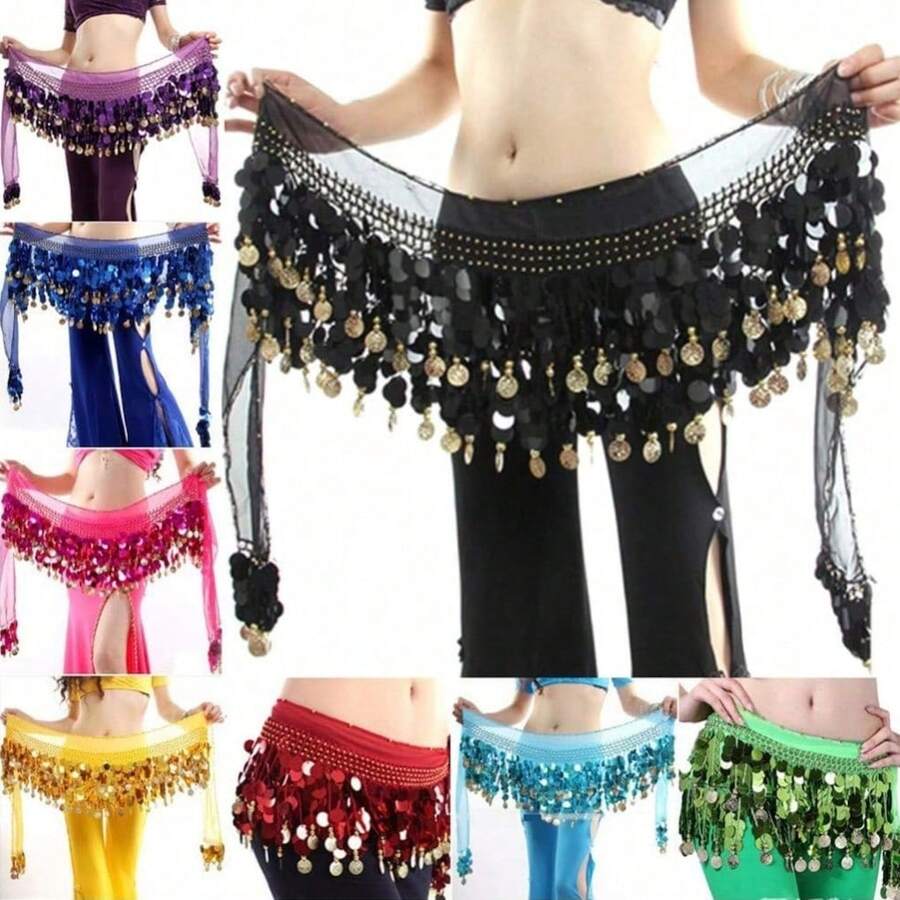 肚皮舞亮片流苏裙，时尚肚皮舞腰裙 - 彩色 - 查看 1