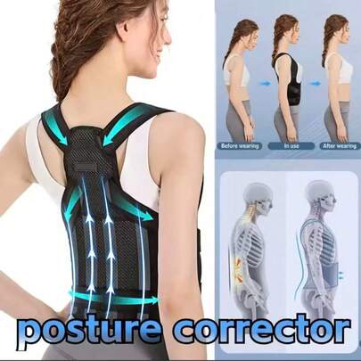 1 Back Support Belt For Both Men And Women - Comfortable To Wear, Breathable And Shoulder-Opening, Effectively Improving Posture, Back Belt Support For Women, Back Straightener For Posture Women Plus Size, Posture Belt, Back Posture Corrector Plus Size, Back Straightening Belt, Hunchback Prevention, Spine Alignment, Adjustable Fit, Ergonomic Design, Lightweight Material, Soft Texture, Office Workers