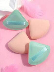 4 قطع إسفنجة مثلثة للاستخدام الرطب، ناعمة وصديقة للبشرة، أداة مكياج سهلة الحمل للسفر