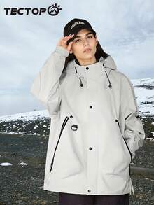 Women's Hooded Windbreaker Jacket, Wind-Resistant And Warm, Multiple Zipper Pockets, Casual And Comfortable, Suitable For Hiking And Trekking,Fleece