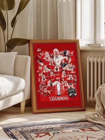 1 st LiverpoolFC Premier League Champions-affisch | Fotbollsväggkonst | Liverpool fotbollsklubbspresent, för vardagsrum, sovrum, badrum, kontor och annan heminredning, oramad