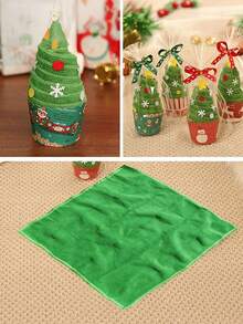 1pc Christmas Cake Shaped Towel, Christmas Hand Towel, Christmas Decoration Red Santa Claus New Year Gift, Christmas Pattern Design Christmas Towel Gift Set, Seasonal Kitchen And Table Decoration Napkins/Towels, Home Decoration Shower Towels For Beaty Salon, Hotel Sports,Home Essentials, Towel, Skin Care