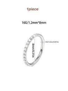3件套高品质个性化316L不锈钢锆石鼻环，男女通用耳环，穿刺饰品，银色可选，尺寸：16G/18G/20G，内径：8mm/10mm - 3件套鼻環 - 查看 18