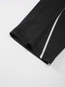 1 Conjunto de Sudadera con Capucha y Pantalón de Chándal Casual y Deportivo para Hombre, Primavera/Otoño, Raya Blanca y Estampado Digital, Chaqueta y Pantalón Negros