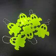 50pcs Colorful Glow-In-The-Dark Ghost Hanging Decorations - Neon Reflective Keychains With Chain, Halloween Party, Horror Packaging Decor, Durable PVC Spheres, Suitable For Masquerade, Backpacks, No Power Needed To Glow Under Black Light, Halloween Props, Backpack Accessories, Phone Decor, Fun Design, Chain Keychains, Halloween, Halloween Decorative Pendants