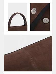Sac à main vintage de couleur café pour femme, sac à main de navette haut de gamme avec boucle, petit sac de navette à la mode, convient pour les déplacements, la vie quotidienne, en PU - Café - Voir 7