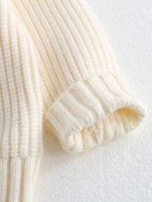 Baby BoyGirls Loose Solid Color Knit Pullover Sweater, Autumn/Winter - White - View 5