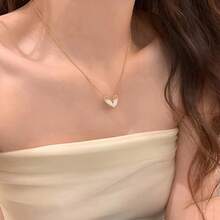 1 Piece Women's Minimalist Gold Heart Necklace - Irregular Water Drop Shape With Rainbow Gloss, Exquisite Chain Suitable For Daily And Special Occasions, Versatile Jewelry Gift, Elegant Accessory, Handmade Style - Vàng - Xem 6
