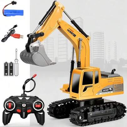 2.4G Remote Control Excavator Alloy Engineering Vehicle Toy Truck, Rechargeable Large Excavator