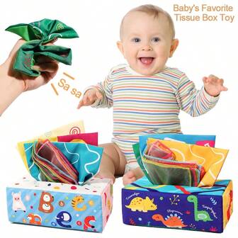 1 st babynäsduksask med ljudpapper för spädbarn 0M+, Montessorileksaker för 1-6 månader, sensoriska pedagogiska leksaker, utvecklingsleksaker, sidenhalsdukar, perfekt för tidig inlärning, förskola, julklapp, födelsedagspresent, julklappsfyllning för nyfödda pojkar, flickor, småbarnsleksaker, juldekorationer