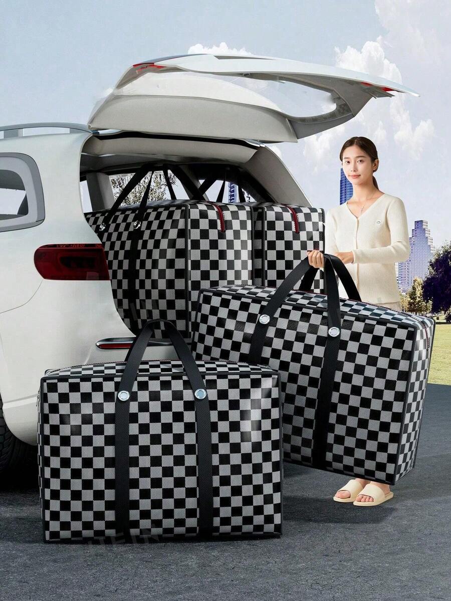 1 件大容量可折叠搬家袋、万圣节储物袋、防水防潮衣物收纳袋、带手柄的无纺布储物袋、旅行、衣物保护、搬家袋、适用于家庭存储、旅行、商务旅行、搬家，是送给家人、朋友或爱人的绝佳乔迁或圣诞礼物 - 黑與白 - 查看 1