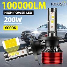 2pcs 9005/HB3 9006/HB4 H4 H1 H7 H11 9007 100000LM LED Headlight Bulbs - Super Bright High & Low Beam, 200W 6000K White Light, Aluminum Body With Fast Cooling - Red - View 11