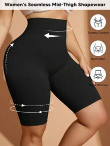 Plus Size Women Slimming High Waist Shaping Shorts, Suitable For Daily Wear Or As Base Layer