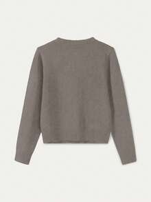 SEREN Autumn And Winter New Women's Round Neck Camel Color Single Breasted Long Sleeved Knitted Cardigan Top, Fashionable, Simple, Versatile, Street Casual And Lazy Style Suitable For Daily Commuting Sweater Coat Women's Clothing Chic Autumn