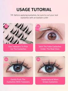 Sibeuna Rikuaild 60/120/180 Cluster Eyelash Extensions, C 0.07 Natural Style, DIY Eyelash Extension, Cosplay False Eyelashes, 10 Rows No Glue Needed, Natural Long False Eyelash Cluster For Women, Party & Club Makeup Tools - C - 查看 6