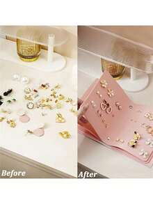 1 buc. Geantă mică de bijuterii multifuncțională ultra portabilă, geantă de depozitare pentru cercei și colier, depozitare portabilă pentru accesorii mici, cu închidere sigură pentru cadouri de damă