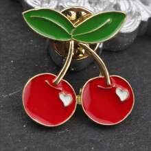 Cherry Enamel Brooch, Cute Minimalist Style, Irregular Shape, Fashionable Schoolbag Clothing Accessories, Unisex Gifts. - đầy màu sắc - Xem 2