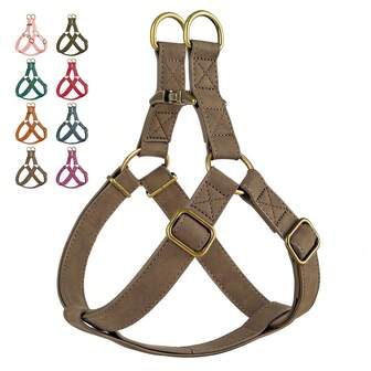 1 件装 PU 皮革防拉狗背带可调节步入式适用于小型、中型、大型犬防逃脱柔软宠物背带用于散步、训练