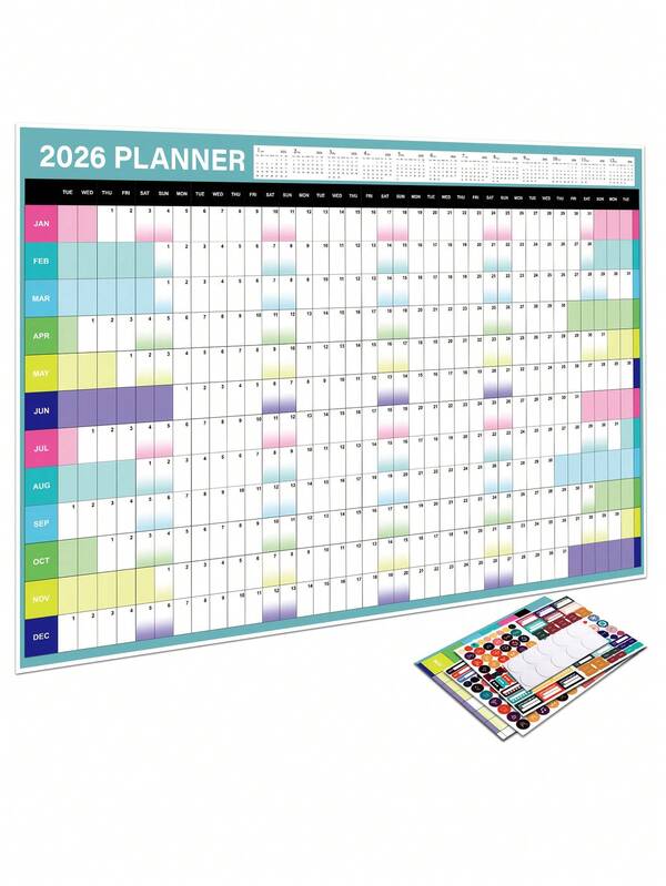 2026 Wall Calendar Stylish Calendar - Full Year View Calendar 2026 Wall Calendar For Home, School And Office, 2026 Wall Planner, Home Organization, School Supplies, Stylish Planner, Minimalist Design, Durable Paper, Smooth Writing, Monthly Planner, Planning Tool, Home Organizer, Office Worker