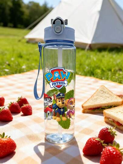 Paw Patrol 1 Paw Patrol 800ml/27oz Leak-Proof Pop-Up Large Capacity Water Bottle Lightweight And Durable Plastic Cute Cartoon Design Suitable For Fitness Running And Basketball Portable And Fashionable Gift Birthday Mother's Day And Back To School Sports Hydration Equipment Christmas Gift (Some Parts May Be Random)