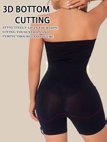 1pc Strapless Drawstring Hem Backless Bodysuit Shorts