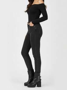 Bottines plateforme en  avec boucles décoratives - Noir - Voir 4