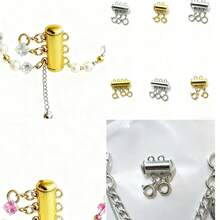 1 pièce Fermoir à glissière multi-brins en acier inoxydable pour bracelet/collier avec anneaux de jonction, anneaux à ressort, fermoirs tubulaires pour la création de bijoux