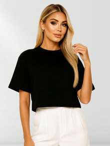 Oversized Women's Cropped - D00 - 黑色 - 查看 7