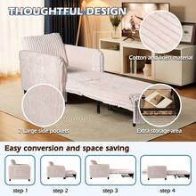 ZZW Sleeper Chair 84" Extra Long Convertible Chair Bed Upgraded 3-In-1 To 4-In-1 Pull Out Chair & Single Sofa Bed For Adult Sleeping Chair For Living Room & Small Space - Khaki - View 6