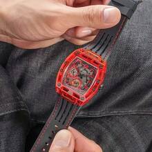 Guess 1 pieza Reloj de cuarzo para hombre, esfera multicolor, diseño de cuadrado pequeño con tecnología, diseño hueco, que muestra un hombre, versátil y de moda, adecuado para uso diario, como regalo, día conmemorativo GW0499G2/GW0499G3/GW0499G4/GW0499G5/GW0499G6/GW0499G7/GW0499G8