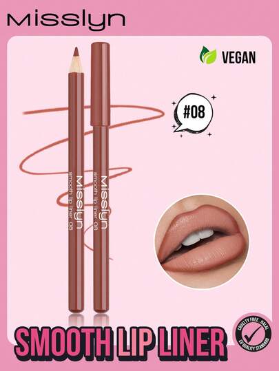 Misslyn Smooth Lip Liner Pencil, Long-Lasting Color, Intense Lip Color, Glides On Smoothly, Lip Liner, Natural Makeup Effect, High Color Payoff, Soft Pencil Core, Long-Lasting Smooth, Ultra-Matte Lip Liner Pencil, Brand Cosmetics, Facial Makeup Products, Suitable For Women And Girls, Winter Essential, Y2K Style, Fashion Versatile, Great Birthday Gift, Valentine's Day Gift, Party Essential, New Year Gift, Best Colors, Cruelty-Free And Vegan