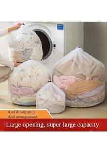 Bolsa de malla para lavadora, 30 X 40 cm, equipada con un tope de cuerda, bolsa de lavandería exquisita para evitar que la ropa se deforme