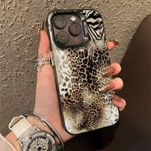 1pc Leopard Print And Zebra Print Compatible For Phone17/16/15/14/13/12/11/8/ 7ProMax/Pro/Plus/Xs Max/XS/X,For Compatible With Colored Simple  Fall Prevention Anti-Shock, Anti-Slip, Anti Drop, Camera Lens Protection, Silicone Anti Wear Phone Case - màu đen - Xem 5