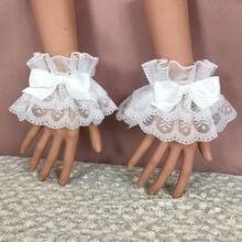 Lace Ruffle Bow Decor Wrist Cuffs, Multi-Color, Maid Costume, Wedding Party Summer - Multicolor - View 5