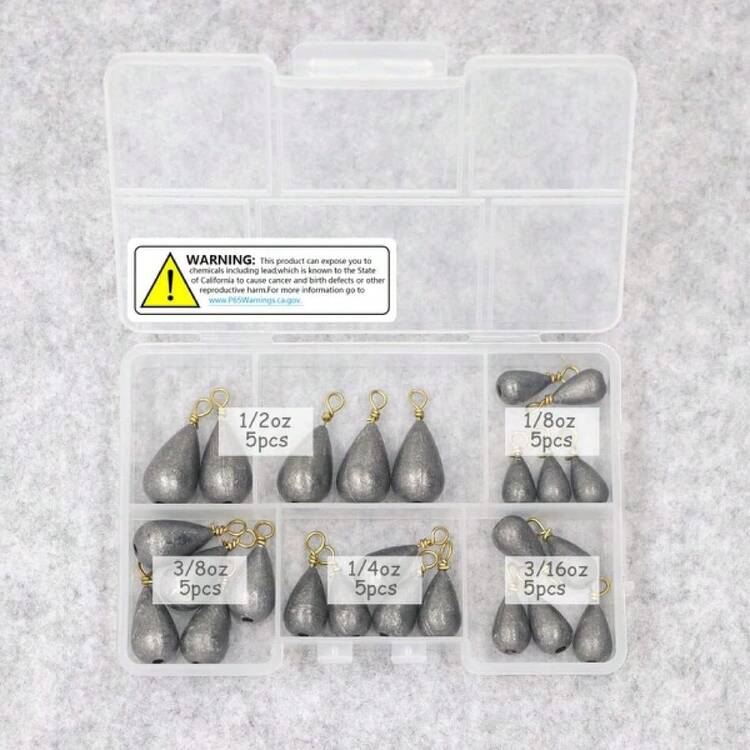 Fishing Weights Sinkers Kit, 25pcs Various Bass Casting Weights Drop Shot Sinkers Catfish For Saltwater Freshwater Fishing,20759896 - 彩色 - 查看 2