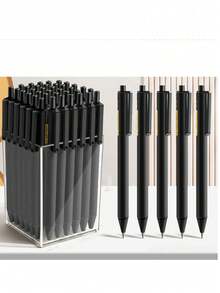 10 pièces/paquet Stylos à bille rétractables noir et blanc, stylos de haute qualité pour examens, pointe de 0,5 mm, encre séchant rapidement, fournitures scolaires, rentrée des classes