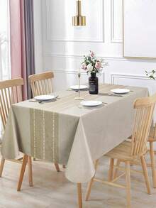 100% wodoodporny prostokątny obrus z PVC, winylowy obrus stołowy, olejoodporny, odporny na rozlanie, zmywalny, plastikowy obrus stołowy do użytku wewnątrz i na zewnątrz (jasnoszary)