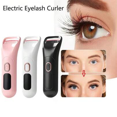 Electric Heated Eyelash Curler 3 Gears Temperature Digital Display Eyelash Curler Long Lasting USB Rechargeable Electric Heated Comb Makeup Tool 200mAh