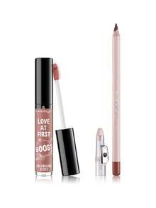 Misslyn MISSLYN-2PCS Perfect Combo Lip Liner & Lip Gloss Sst, Love At First Boost Volumizing Gloss, Moisturizing Water Gloss Lip Gloss, Long-Lasting Moisturizing Sweet Lip Glaze, Enhancing Gloss, High Pigment Lipstick Longwear, SUPER SHAPE LIP LINER, Lip Makeup,Long-Lasting,Wooden Pencil,Precision Tip ,Full Lip Look,Plump Lips,Built-In Pencil Sharpener,3D Makeup Effect