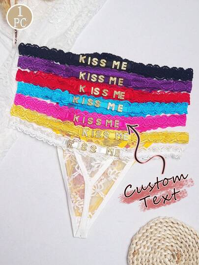 Customized Crystal Letter Verleidelijke Kanten Personalized Name String Panties, Bikini Tanga Lingerie Back Girlfriend, Wife, Halloween, Birthday. Anniversaries, Birthdays, Holiday, Dawg, ful, Cute, Adorable, Contracted, Funny, Custom, Unique, Customized, Personalized, Ideal Him, Her, Boyfriend, Family, Friends, Her,Chic ,Urban Gala view 2