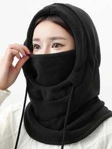 1 Peça Balaclava de Lã Grossa à Prova de Vento para Inverno, Unissex, Adequada para Ciclismo, Caminhada, Esqui - Preto - Visão 2