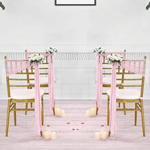 10 Pieces Lightweight Crepe Fabric Chair Sashes Tulle 40*275cm/15.7*108inch Balcony Gathering Wedding Reception Ceremony Setup ​​Outdoor Picnic​ Holiday Feast Christmas Celebrations Anniversaries​​ Family Gatherings Or Dinner Parties Cafes Or Bakeries