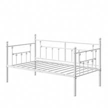 Marco de cama individual VECELO de acero con cabecera, soporte de láminas, sofá cama para sala de estar, habitación de invitados, de fácil ensamblaje - Blanco - Ver 6